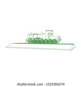 Line art of the train. Coloring page - Train - illustration for the children
