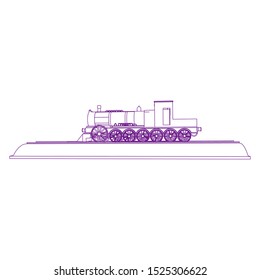 Line art of the train. Coloring page - Train - illustration for the children