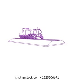 Line art of the train. Coloring page - Train - illustration for the children