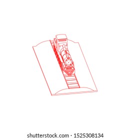 Line art of the train. Coloring page - Train - illustration for the children