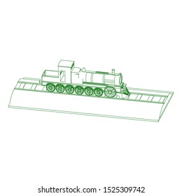 Line art of the train. Coloring page - Train - illustration for the children