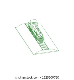 Line art of the train. Coloring page - Train - illustration for the children