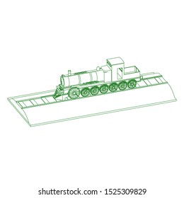 Line art of the train. Coloring page - Train - illustration for the children
