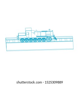 Line art of the train. Coloring page - Train - illustration for the children