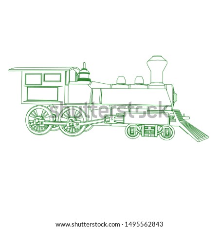 Line art of the train. Coloring page - Train - illustration for the children