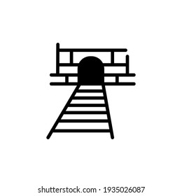 Line Art Train Tunnel Wall Icon, Simple Symbol Pictogram