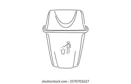 line art of trash can illustration