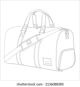 line art travel bag with white background