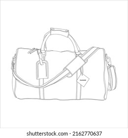 line art travel bag with white background, Men's Leather Duffel Bags, Weekender bag.