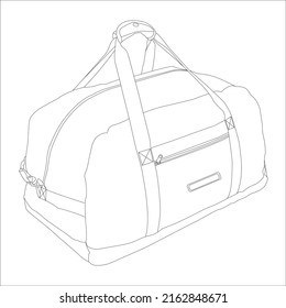 line art travel bag with white background, Men's Leather Duffel Bag, Weekender bag.