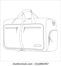 line art travel bag with white background, Men's Leather Duffel Bag, Weekender bag.