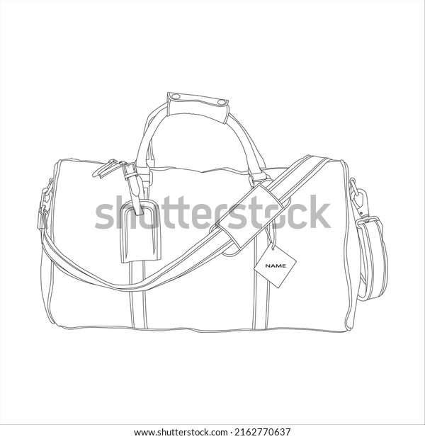 line art travel bag with white background,
Men's Leather Duffel Bags, Weekender
bag.