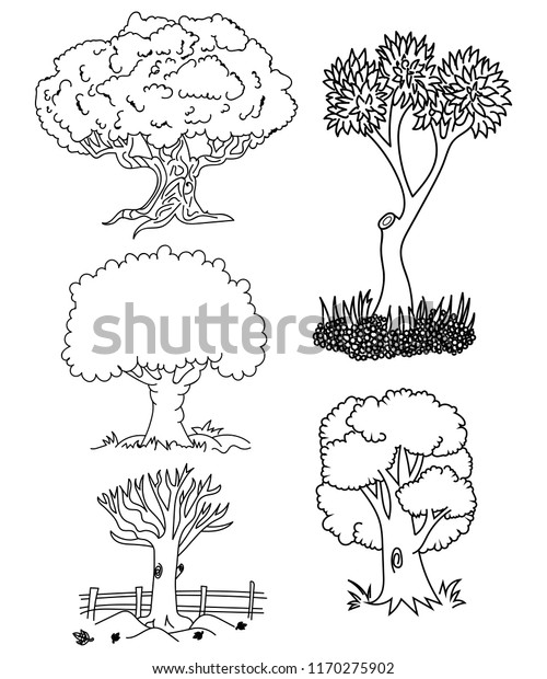 Line Art Tree Illustration Stock Vector (Royalty Free) 1170275902 ...