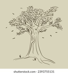 line art of tree illustration vector