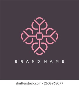 line art tree ornament logo vector