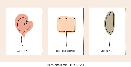 Conjunto de árbol de arte de línea. Dibujo de una línea. arte de línea, tarjeta, pancarta, volante de afiches, ilustración vectorial.