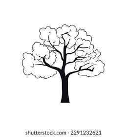 Line art tree vector. Garden plant vector thin sign. Nature illustration, forest symbol.