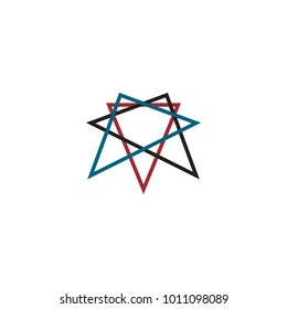 Line art of triangle shape intersecting template vector