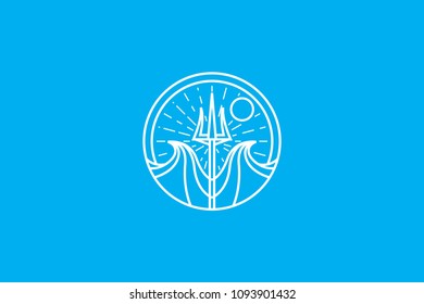 line art trident logo icon vector