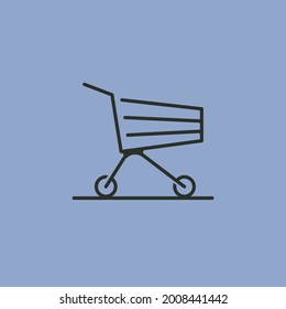 line art trolley cart logo vector symbol illustration design, trolley basket icon
