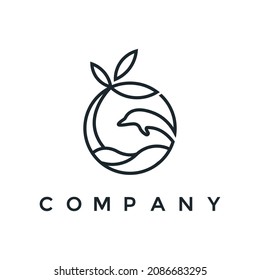Line art tropical dolphin logo vector for your company or business