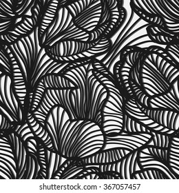Line art tulip seamless pattern