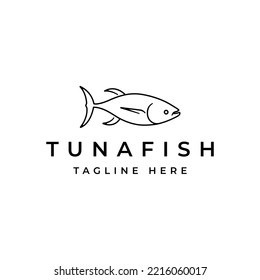Line art tuna fish logo, seafood logo design inspiration