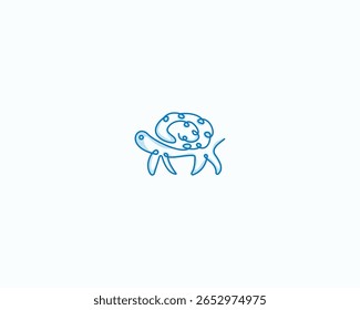 Line art turtle with brain logo, vector file