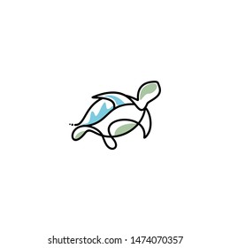 Line art Turtle Logo Stock Vector