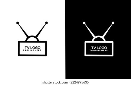 Line Art TV with Antenna for icon or Logo vector illustration.