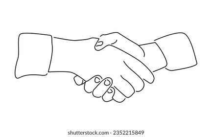 line art of two businessmen shaking hands vector illustration 