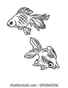 arte de línea dos peces lindos