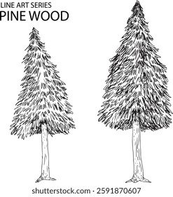 line art two pine tree