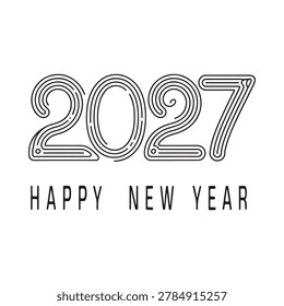 Line art two thousand twenty seven new year typography illustration