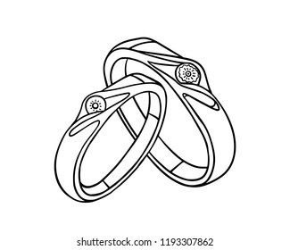 line art two wedding rings