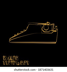 Line art of Typewriter Side view vector illustration. Good template for World Typing Day design.