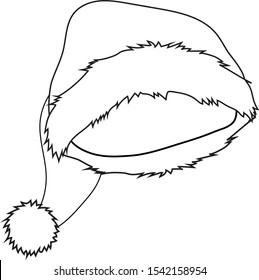 the line art of a typical christmas hat, santa claus, using vector style