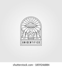 line art ufo space logo vector illustration design