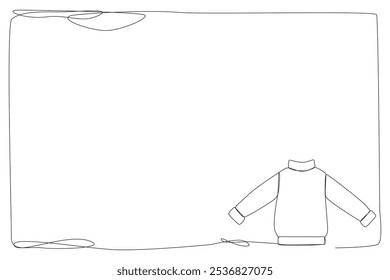 Line Art Ugly Sweater Christmas and New Year Holiday Symbol. Sweater Silhouette One Continuous Line Drawn Art. Cozy Warm Winter Christmas and New Year Holiday Family Party Gift Thin Stroke Silhouette 