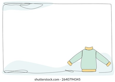 Line Art Ugly Sweater Illustration. Winter Holiday Celebration Vacation Rest Theme. Family Greeting Christmas and New Year card Design Element. One Continuous Outline Curve Wavy Icon.