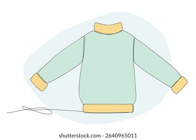 Line Art Ugly Sweater Illustration. Winter Holiday Celebration Vacation Rest Theme. Family Greeting Christmas and New Year card Design Element. One Continuous Outline Curve Wavy Icon.