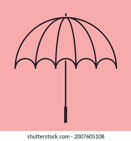 Line art of umbrella flat art design black line for logo or icon