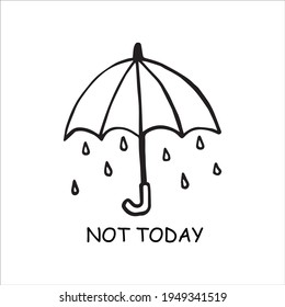 line art of umbrella with rain in illustration vector, clipart for weather design concept