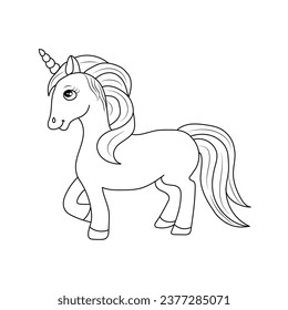 Line art unicorn kids illustration for  Children coloring book page