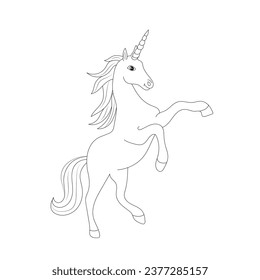 Line art unicorn kids illustration for  Children coloring book page