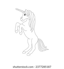 Line art unicorn kids illustration for  Children coloring book page
