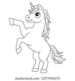 Line art unicorn kids illustration for Children's coloring book page