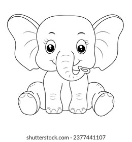 Line art unicorn kids illustration for Children's coloring book page