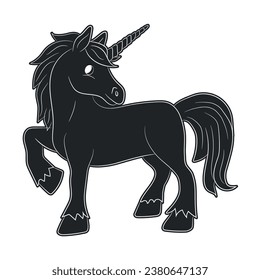 Line art unicorn kids illustration for  Children coloring book page, Unicorn kids coloring page vector blank printable design for children to fill in Free Vector