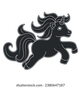 Line art unicorn kids illustration for  Children coloring book page, Unicorn kids coloring page vector blank printable design for children to fill in Free Vector